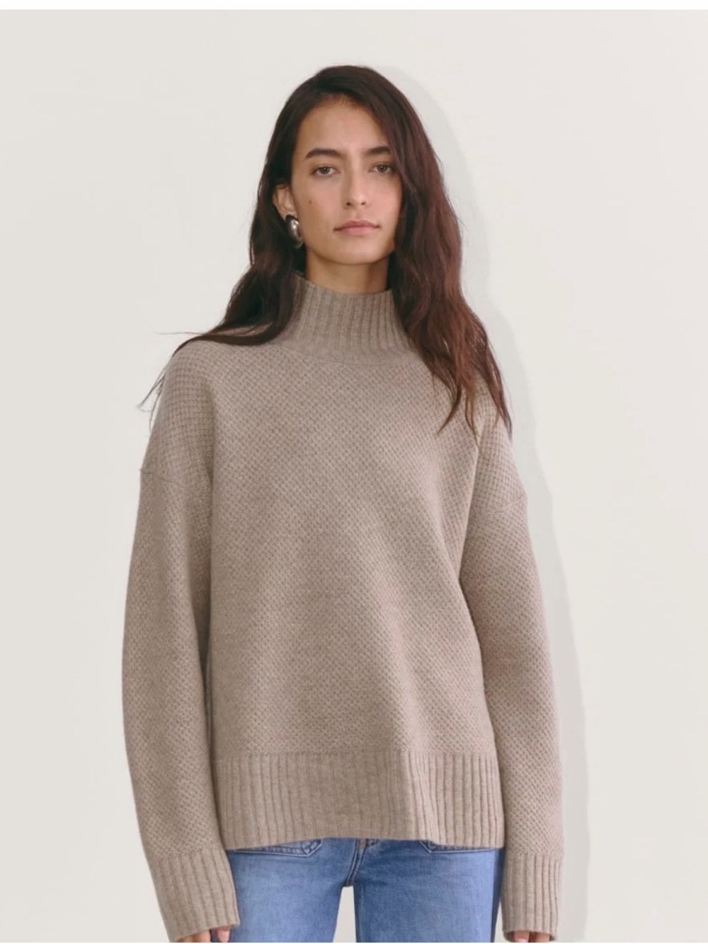 Everlane Taupe Honeycomb Recycled Cashmere Sweater